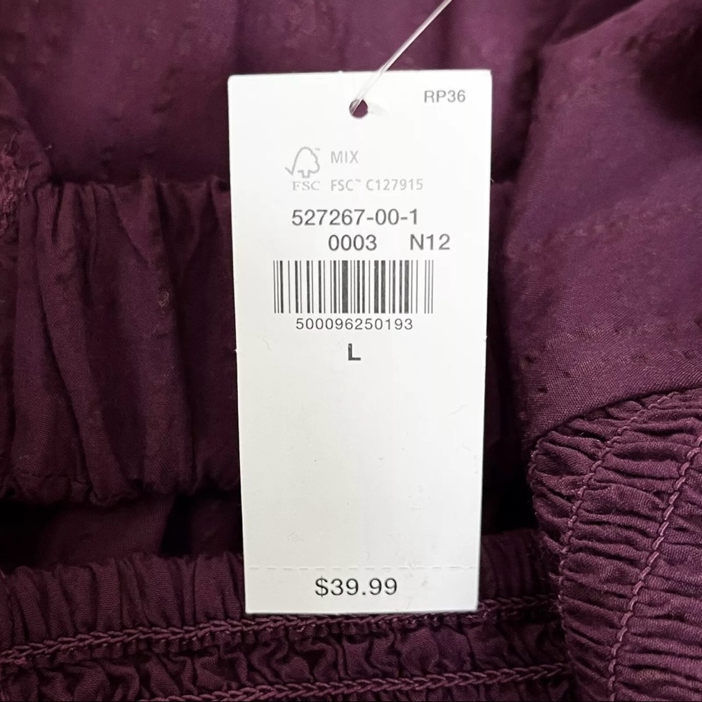 Old Navy Womens Seersucker Smocked Babydoll Blouse Peplum Peasant Large Purple - Picture 3 of 14